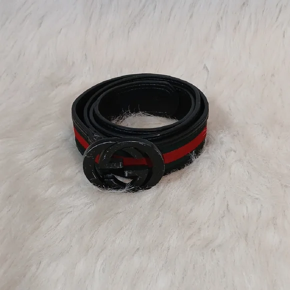Gucci Elegant Black/ Red/Green  Belt  121282 0959 80 32 - Picture 2 of 8